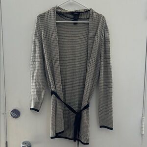 Chic Striped Black and White Cardigan
